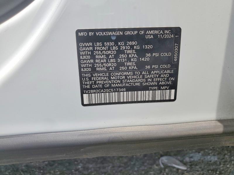 Aukcja sprzedaży 2025 Volkswagen Atlas, vin: 1V2BR2CA2SC517346, numer aukcji: 58970106
