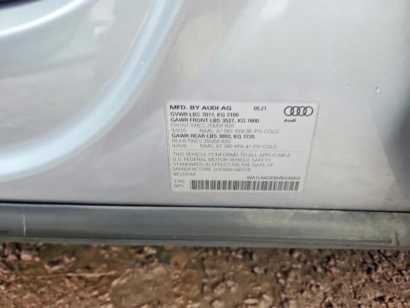 Aukcja sprzedaży 2021 Audi E-tron, vin: WA1LAAGE6MB038404, numer aukcji: 58786906