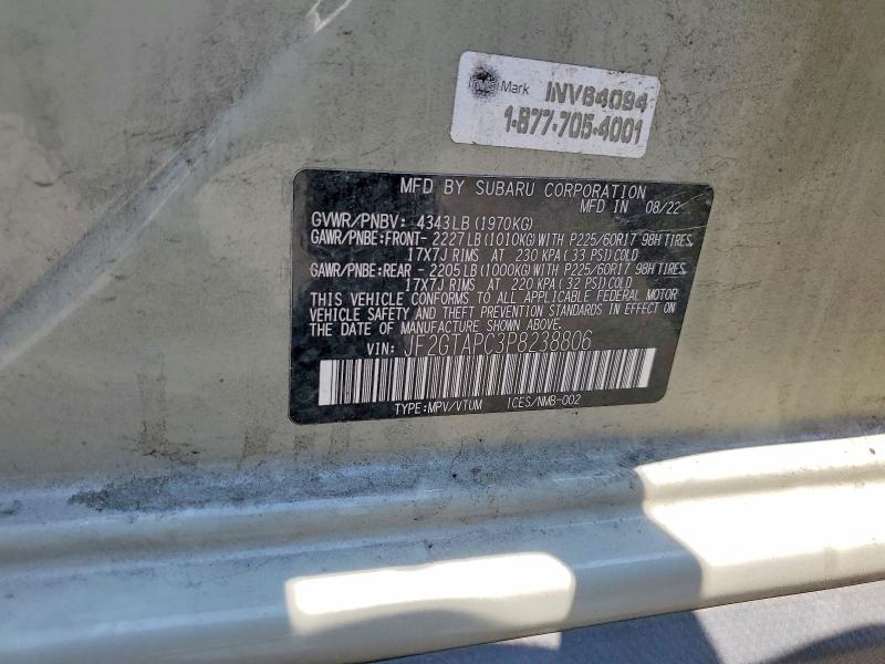 59156686 :رقم المزاد ، JF2GTAPC3P8238806 vin ، 2023 Subaru Crosstrek مزاد بيع