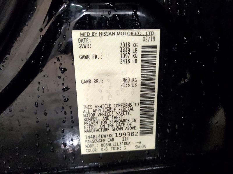 Aukcja sprzedaży 2019 Nissan Altima, vin: 1N4BL4EW7KC199382, numer aukcji: 57661256