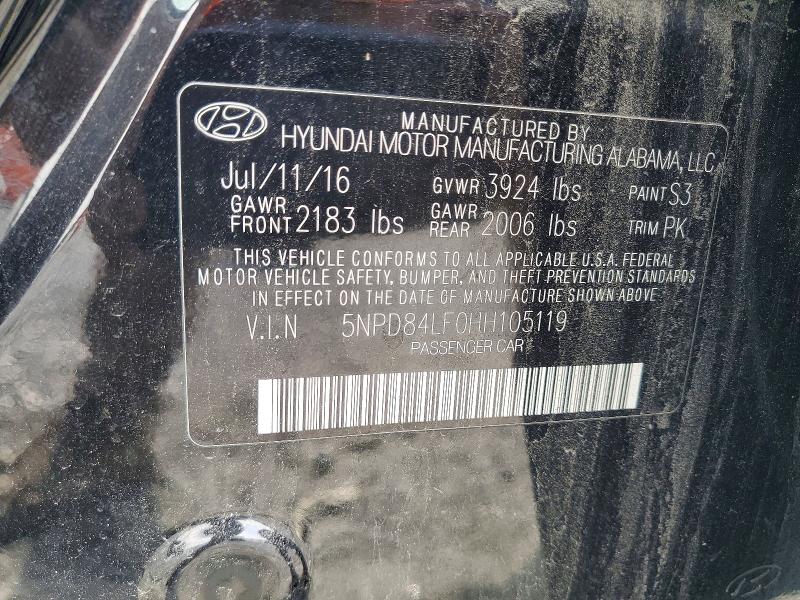 Продаж на аукціоні авто 2017 Hyundai Elantra, vin: 5NPD84LF0HH105119, номер лоту: 56318776