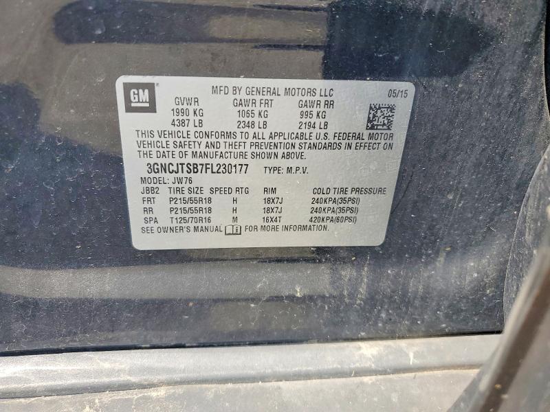 Продажа на аукционе авто 2015 Chevrolet Trax, vin: 3GNCJTSB7FL230177, номер лота: 58437046