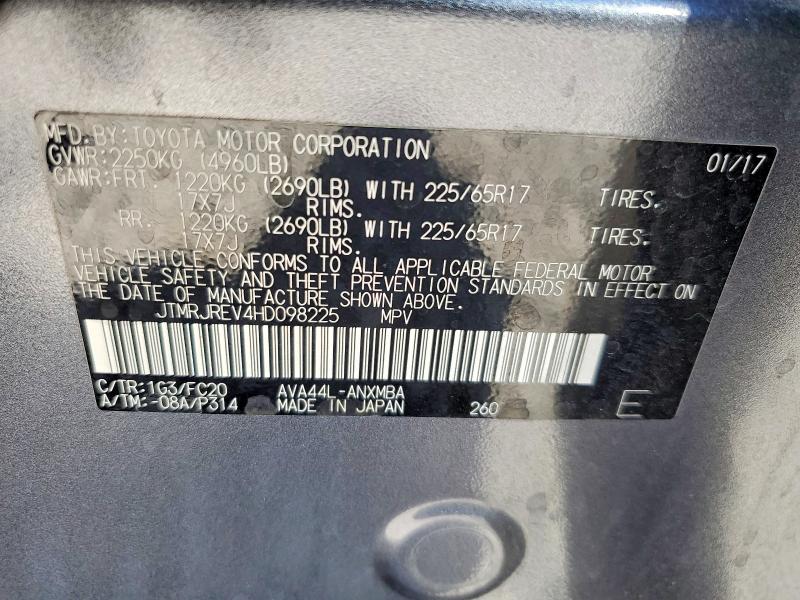 Aukcja sprzedaży 2017 Toyota Rav4 Hybrid, vin: JTMRJREV4HD098225, numer aukcji: 55005986
