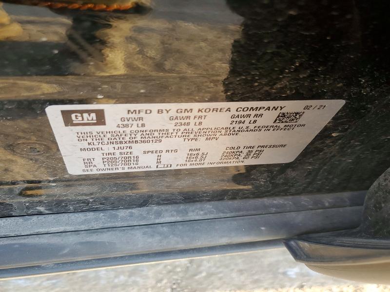 Продаж на аукціоні авто 2021 Chevrolet Trax, vin: KL7CJNSBXMB360129, номер лоту: 55420516