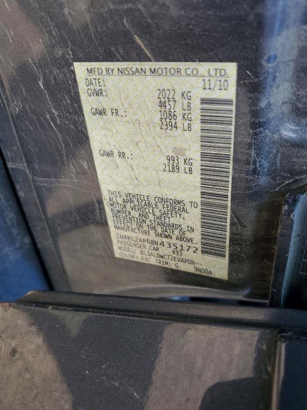 57305306 :رقم المزاد ، 1N4BL2AP6BN435172 vin ، 2011 Nissan Altima مزاد بيع