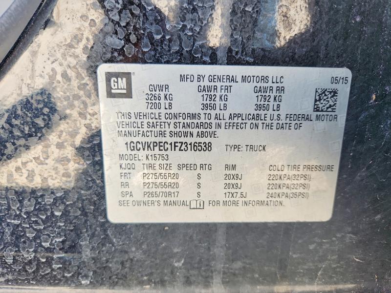 Aukcja sprzedaży 2015 Chevrolet Silverado, vin: 1GCVKPEC1FZ316538, numer aukcji: 56893246