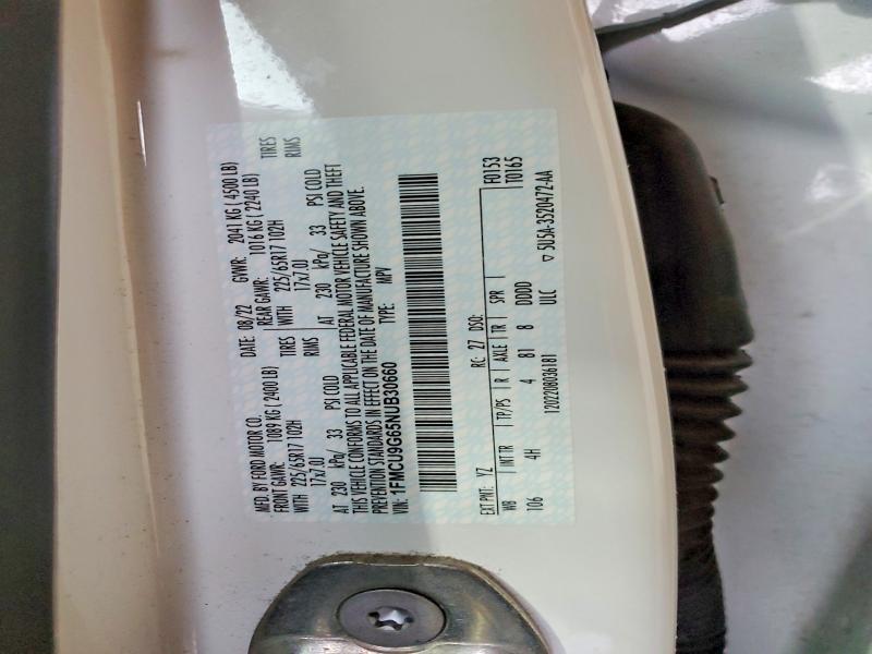 Продаж на аукціоні авто 2022 Ford Escape, vin: 1FMCU9G65NUB30660, номер лоту: 57271526