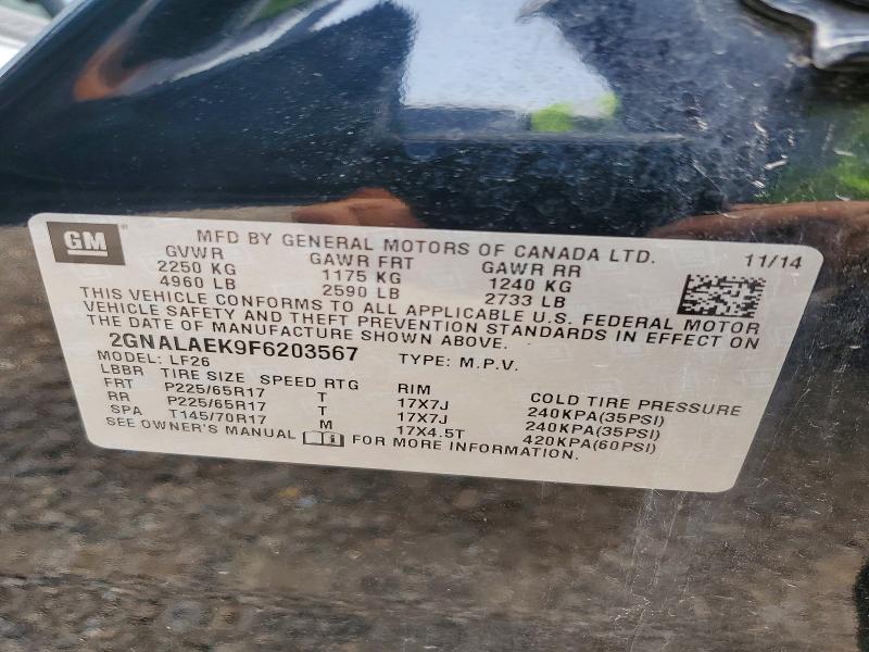 59165486 :رقم المزاد ، 2GNALAEK9F6203567 vin ، 2015 Chevrolet Equinox مزاد بيع