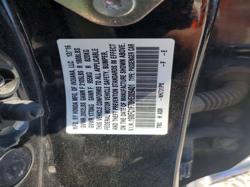 Продажа на аукционе авто 2017 Honda Civic, vin: 19XFC1F78HE009401, номер лота: 55650416