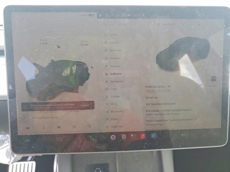 59124776 :رقم المزاد ، 7SAYGDEF4NF450491 vin ، 2022 Tesla Model Y مزاد بيع
