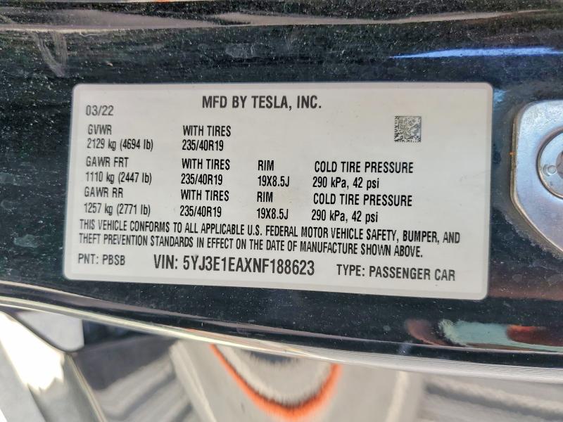 Продаж на аукціоні авто 2022 Tesla Model 3, vin: 5YJ3E1EAXNF188623, номер лоту: 57353796