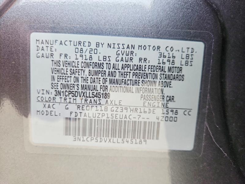 Продаж на аукціоні авто 2020 Nissan Kicks, vin: 3N1CP5DVXLL545189, номер лоту: 58912296