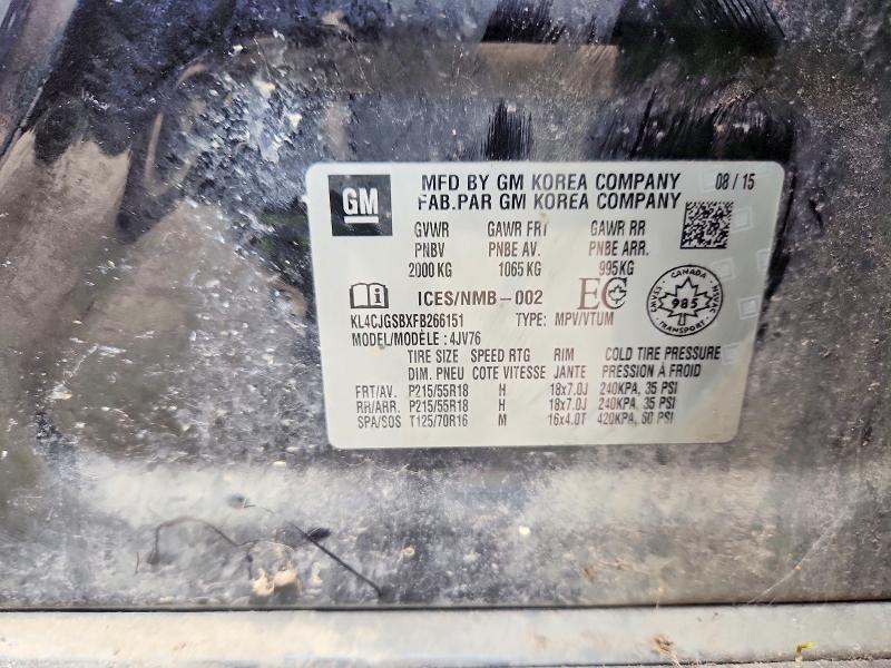 Продажа на аукционе авто 2015 Buick Encore, vin: KL4CJGSBXFB266151, номер лота: 58261846