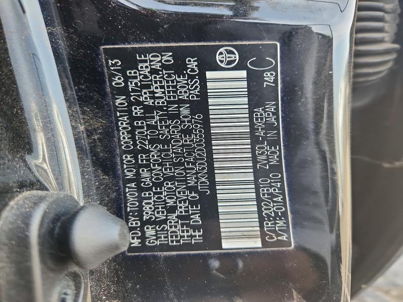 58398186 :رقم المزاد ، JTDKN3DU2D0355976 vin ، 2013 Toyota Prius مزاد بيع