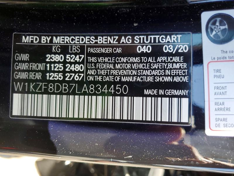 Aukcja sprzedaży 2020 Mercedes-benz E, vin: W1KZF8DB7LA834450, numer aukcji: 57435196