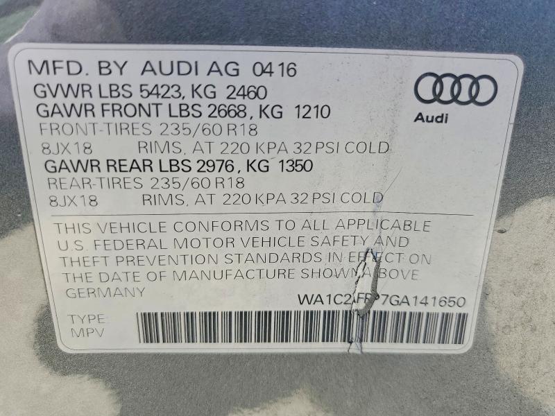 58802656 :رقم المزاد ، WA1C2AFP7GA141650 vin ، 2016 Audi Q5 مزاد بيع