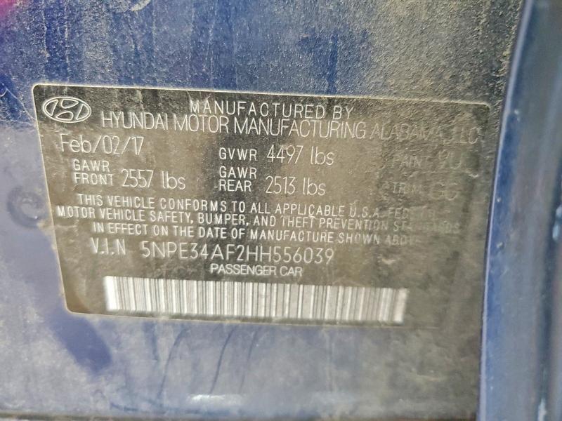 2017 Hyundai Sonata მანქანა იყიდება აუქციონზე, vin: 5NPE34AF2HH556039, აუქციონის ნომერი: 57872536