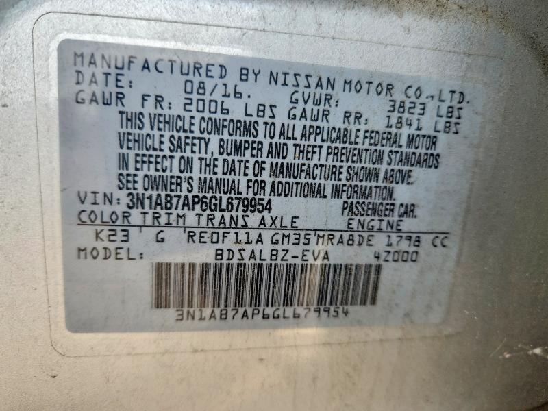 Продаж на аукціоні авто 2016 Nissan Sentra, vin: 3N1AB7AP6GL679954, номер лоту: 56434126