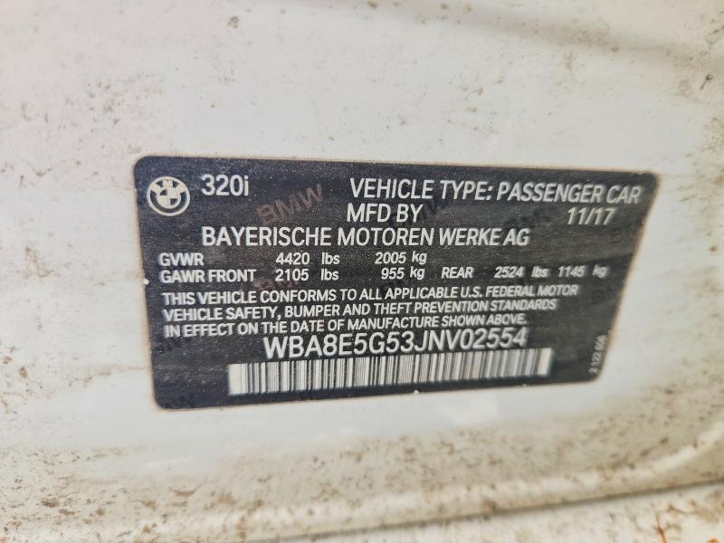 2018 Bmw 320 მანქანა იყიდება აუქციონზე, vin: WBA8E5G53JNV02554, აუქციონის ნომერი: 58651036