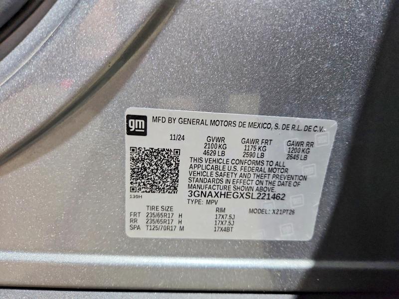 Aukcja sprzedaży 2025 Chevrolet Equinox, vin: 3GNAXHEGXSL221462, numer aukcji: 56570356