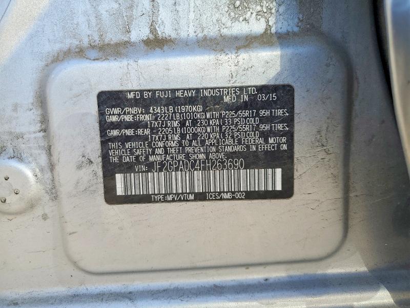 Продажа на аукционе авто 2015 Subaru Xv Crosstrek, vin: JF2GPADC4FH263690, номер лота: 58068516