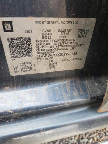 Aukcja sprzedaży 2019 Chevrolet Silverado, vin: 1GCRWCED3KZ270759, numer aukcji: 58115526
