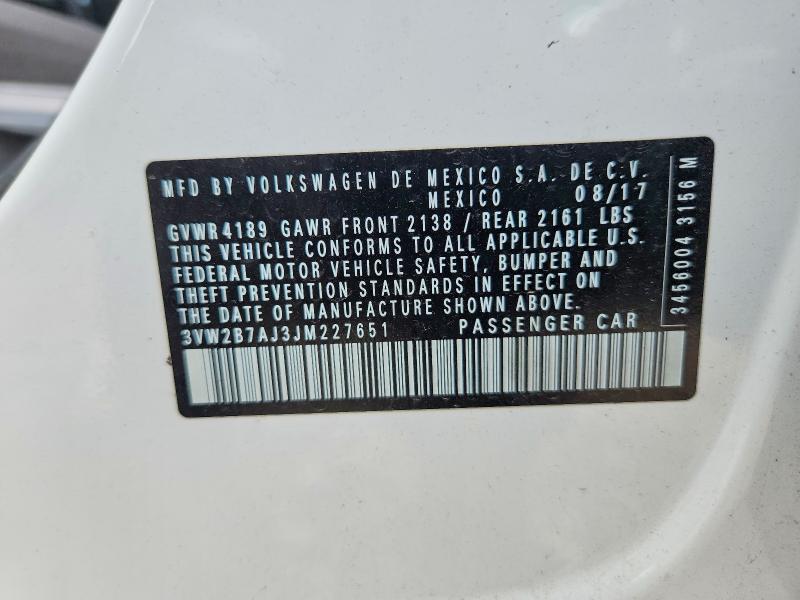59125916 :رقم المزاد ، 3VW2B7AJ3JM227651 vin ، 2018 Volkswagen Jetta مزاد بيع