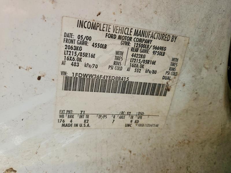 58875246 :رقم المزاد ، 1FDWW36F4YED88415 vin ، 2000 Ford F350 مزاد بيع