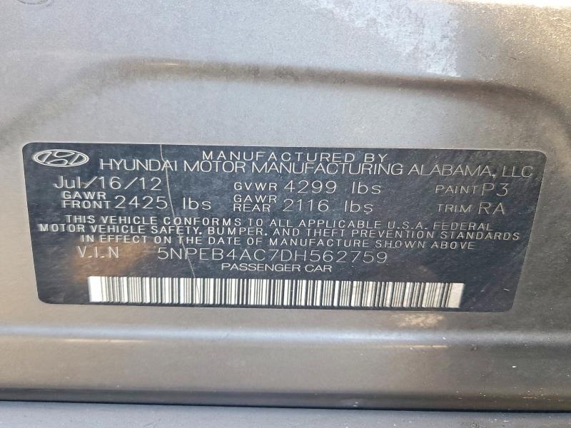 Продаж на аукціоні авто 2013 Hyundai Sonata, vin: 5NPEB4AC7DH562759, номер лоту: 55794966