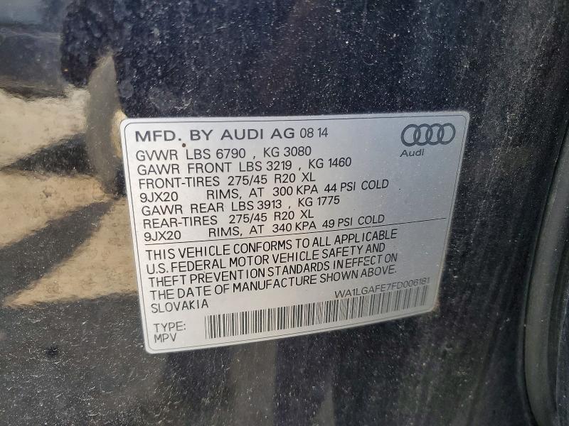 Aukcja sprzedaży 2015 Audi Q7, vin: WA1LGAFE7FD006181, numer aukcji: 58074586