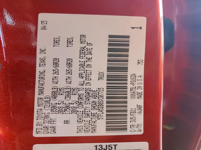 Продажа на аукционе авто 2025 Toyota Tundra, vin: 5TFLA5DB0SX307715, номер лота: 58690056