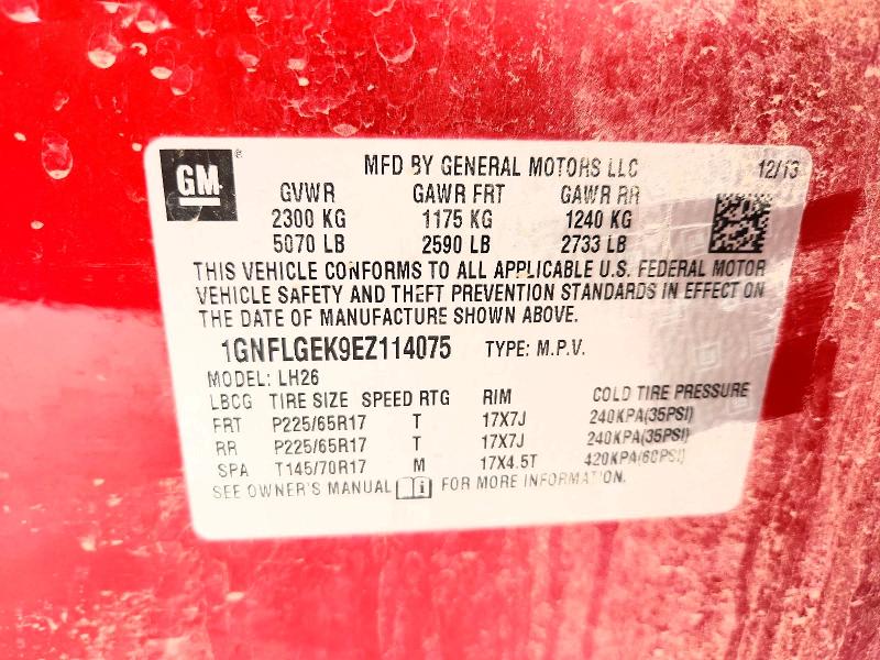 Продаж на аукціоні авто 2014 Chevrolet Equinox, vin: 1GNFLGEK9EZ114075, номер лоту: 58459036