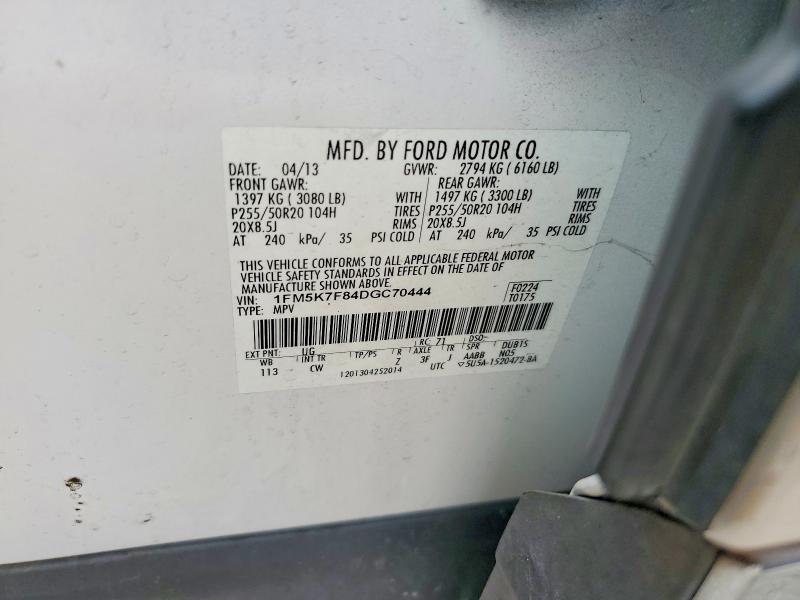 Продаж на аукціоні авто 2013 Ford Explorer, vin: 1FM5K7F84DGC70444, номер лоту: 56843416