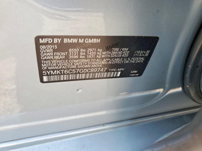 55743786 :رقم المزاد ، 5YMKT6C57G0C89747 vin ، 2016 Bmw X5 مزاد بيع