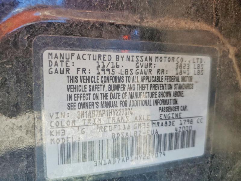 57631516 :رقم المزاد ، 3N1AB7AP1HY227074 vin ، 2017 Nissan Sentra مزاد بيع