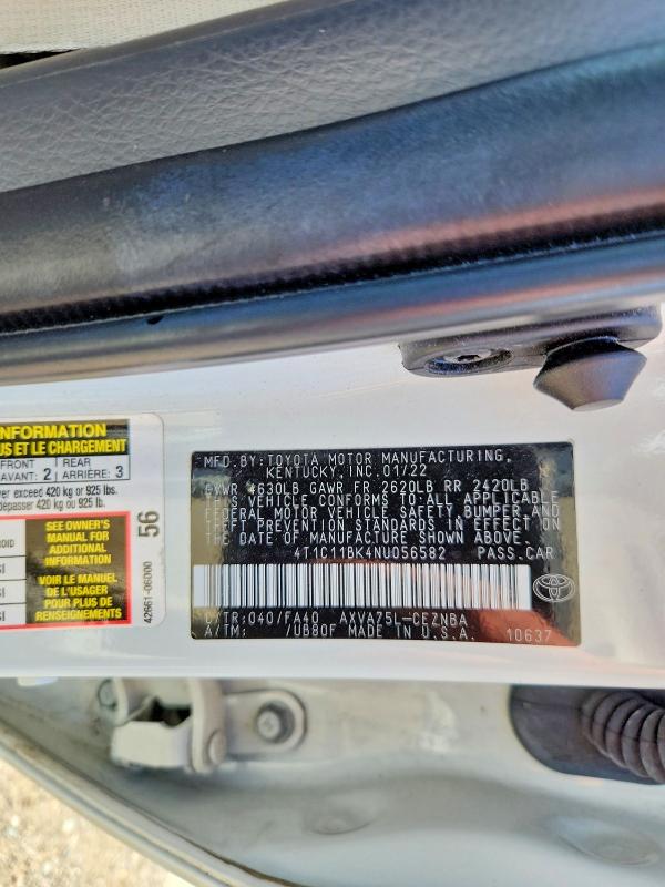 Продажа на аукционе авто 2022 Toyota Camry, vin: 4T1C11BK4NU056582, номер лота: 56069696