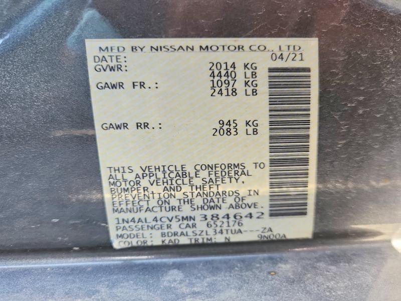 59009276 :رقم المزاد ، 1N4AL4CV5MN384642 vin ، 2021 Nissan Altima مزاد بيع