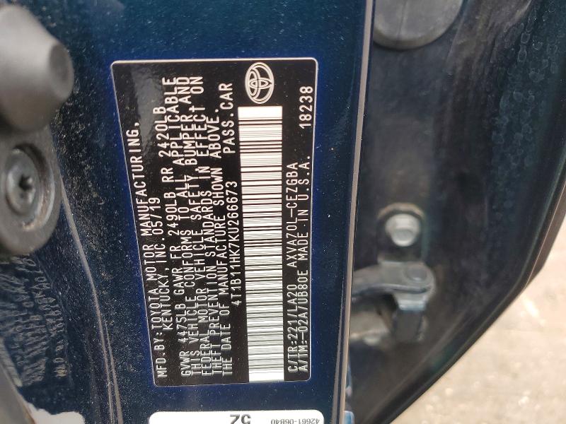 Продажа на аукционе авто 2019 Toyota Camry, vin: 4T1B11HK7KU266673, номер лота: 57476586