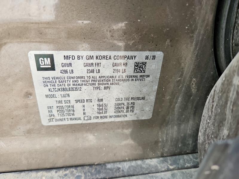 57849066 :رقم المزاد ، KL7CJKSB0LB353512 vin ، 2020 Chevrolet Trax مزاد بيع