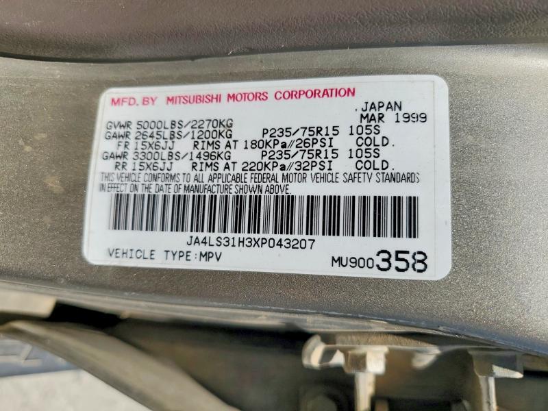 57534236 :رقم المزاد ، JA4LS31H3XP043207 vin ، 1999 Mitsubishi Montero مزاد بيع