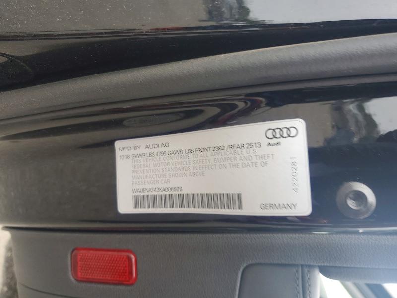 Продажа на аукционе авто 2019 Audi A4, vin: WAUENAF43KA006926, номер лота: 57337816