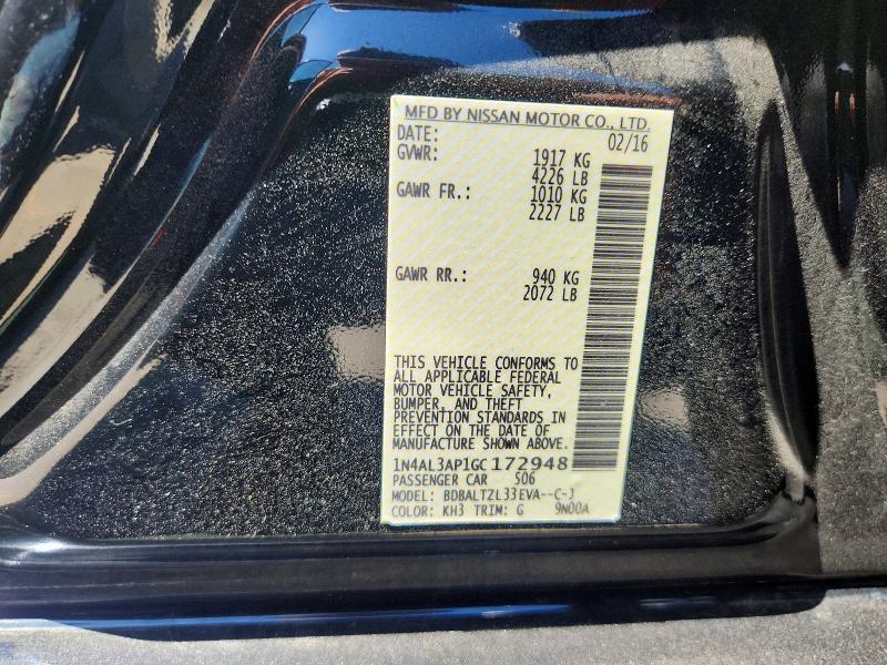Продаж на аукціоні авто 2016 Nissan Altima, vin: 1N4AL3AP1GC172948, номер лоту: 58725446