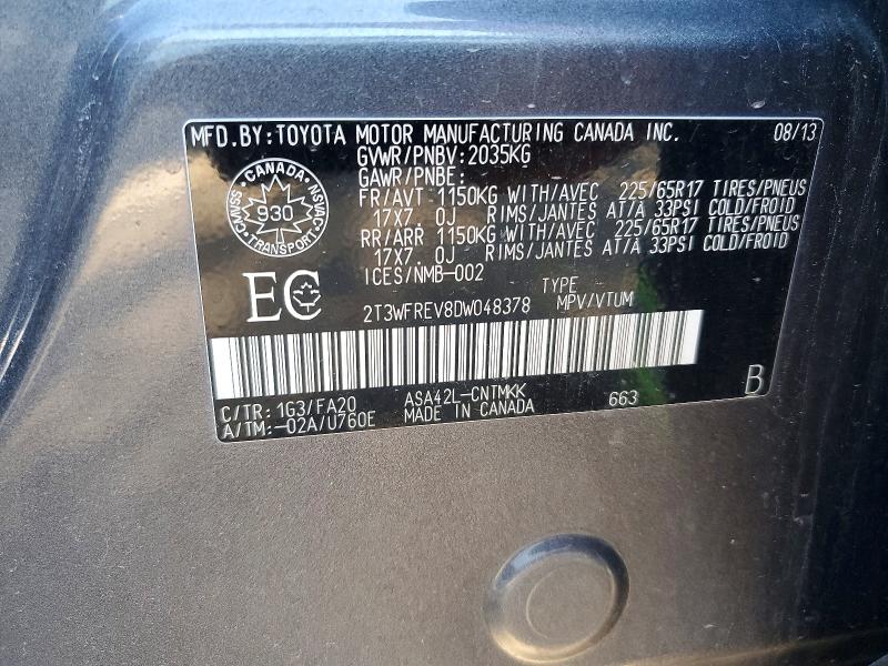 Aukcja sprzedaży 2013 Toyota Rav4, vin: 2T3WFREV8DW048378, numer aukcji: 55800526