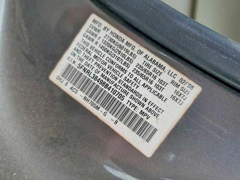 Продаж на аукціоні авто 2008 Honda Odyssey, vin: 5FNRL38498B410705, номер лоту: 56859416