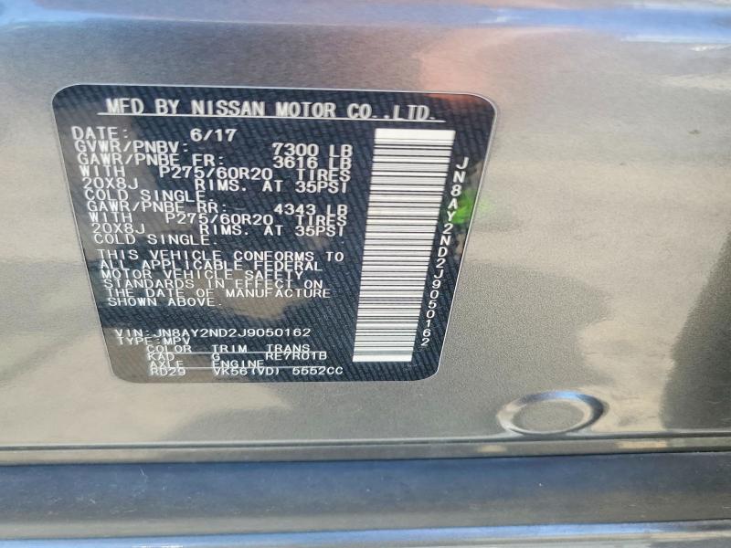 Продаж на аукціоні авто 2018 Nissan Armada, vin: JN8AY2ND2J9050162, номер лоту: 56048286