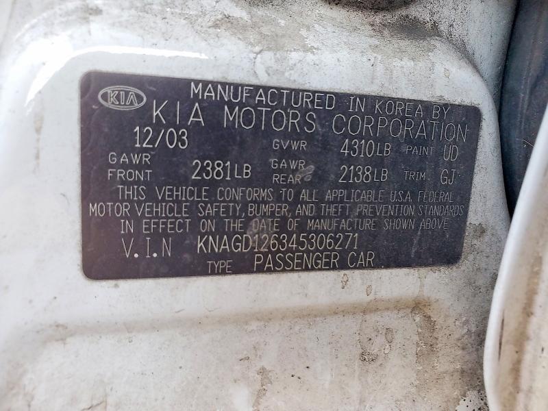 58480476 :رقم المزاد ، KNAGD126345306271 vin ، 2004 Kia Optima مزاد بيع