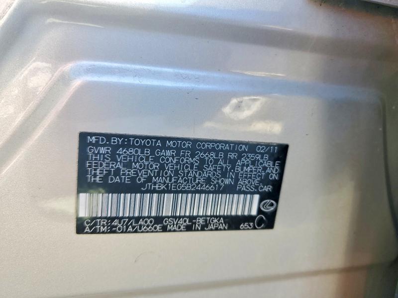Продаж на аукціоні авто 2011 Lexus Es, vin: JTHBK1EG5B2446617, номер лоту: 54778746