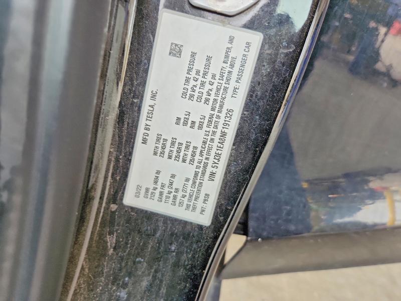 Продаж на аукціоні авто 2022 Tesla Model 3, vin: 5YJ3E1EA8NF191326, номер лоту: 57909956