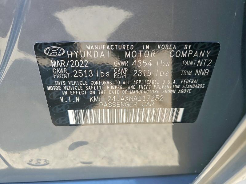 Aukcja sprzedaży 2022 Hyundai Sonata, vin: KMHL24JAXNA217252, numer aukcji: 54982876
