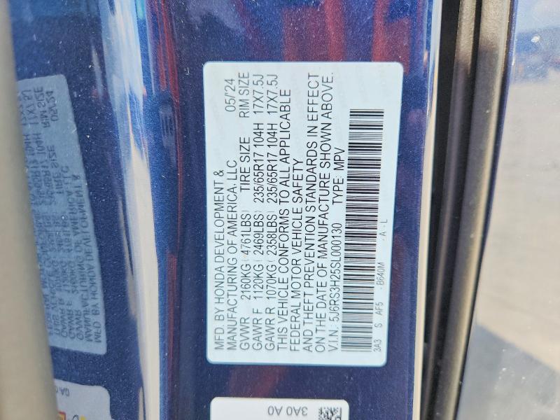 54807386 :رقم المزاد ، 5J6RS3H25SL000130 vin ، 2025 Honda Cr-v مزاد بيع